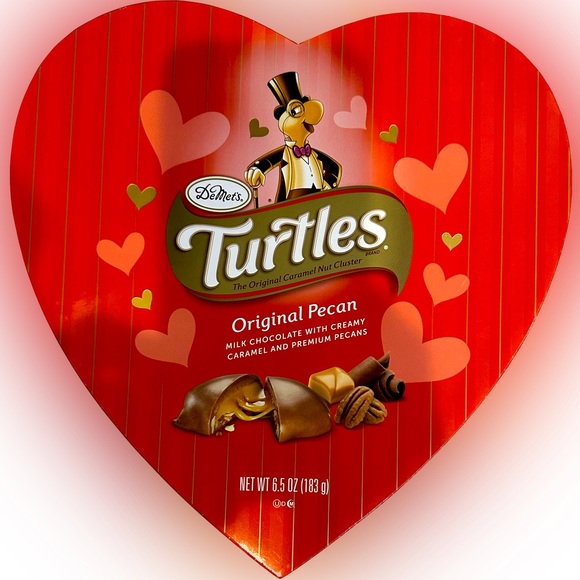 VTG DeMETs TURTLE VALENTINE STRIPE HEART CHOCOLATE BOX 10.25” RED PINK GIFT LOVE - Picture 1 of 9